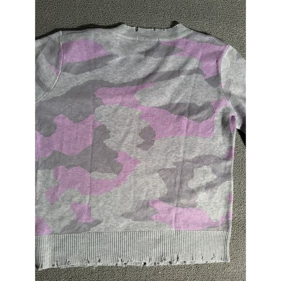 Fate‎ Light Purple Camo Distressed V‑neck Sweater Women S Casual Grunge - Picture 2 of 8